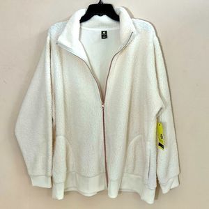 Xersion Cream Sherpa Zip-up With Rose Gold Zipper 2x